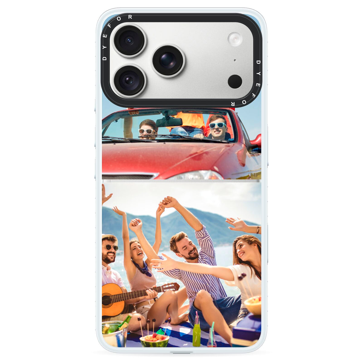 Two Photo iPhone 18 Pro Max Black Impact Pre order Case on Silver phone
