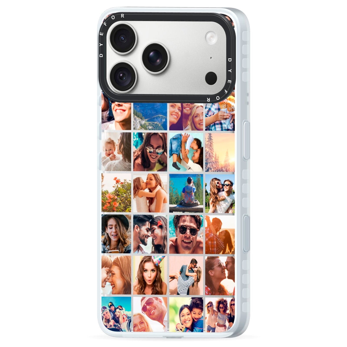 Ultimate Photo Montage Upload iPhone 18 Pro Max Black Impact Pre order Case Side Angle on Silver phone
