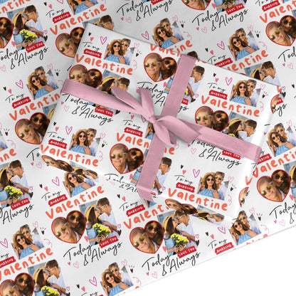 Valentine Photo Collage Love Heart Personalised Picture Design Custom Wrapping Paper