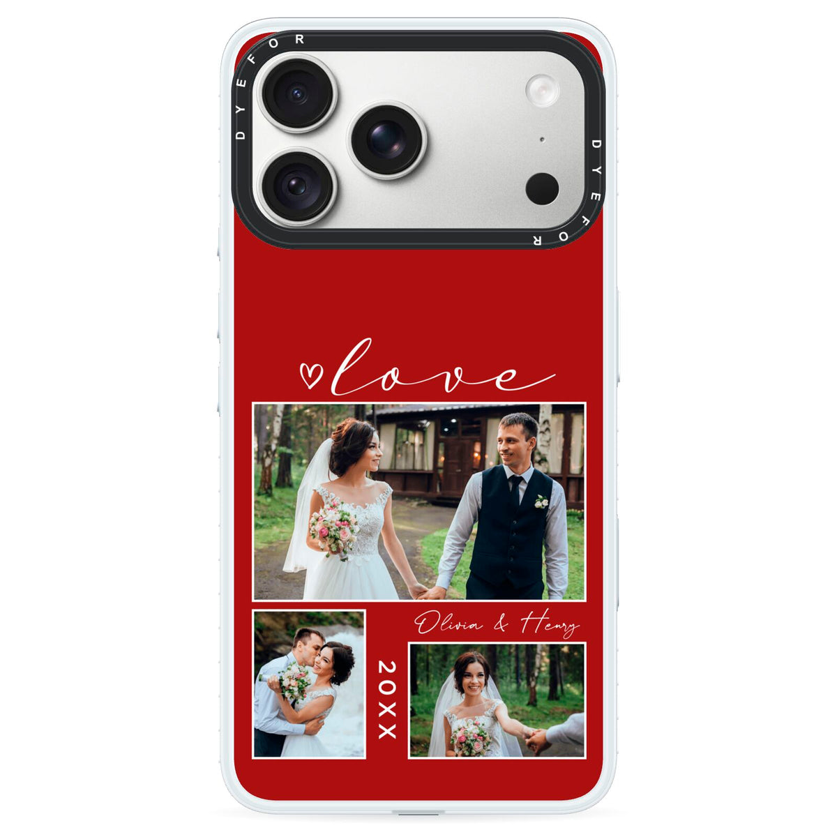 Valentine Wedding Photo Personalised iPhone 18 Pro Black Impact Pre order Case on Silver phone