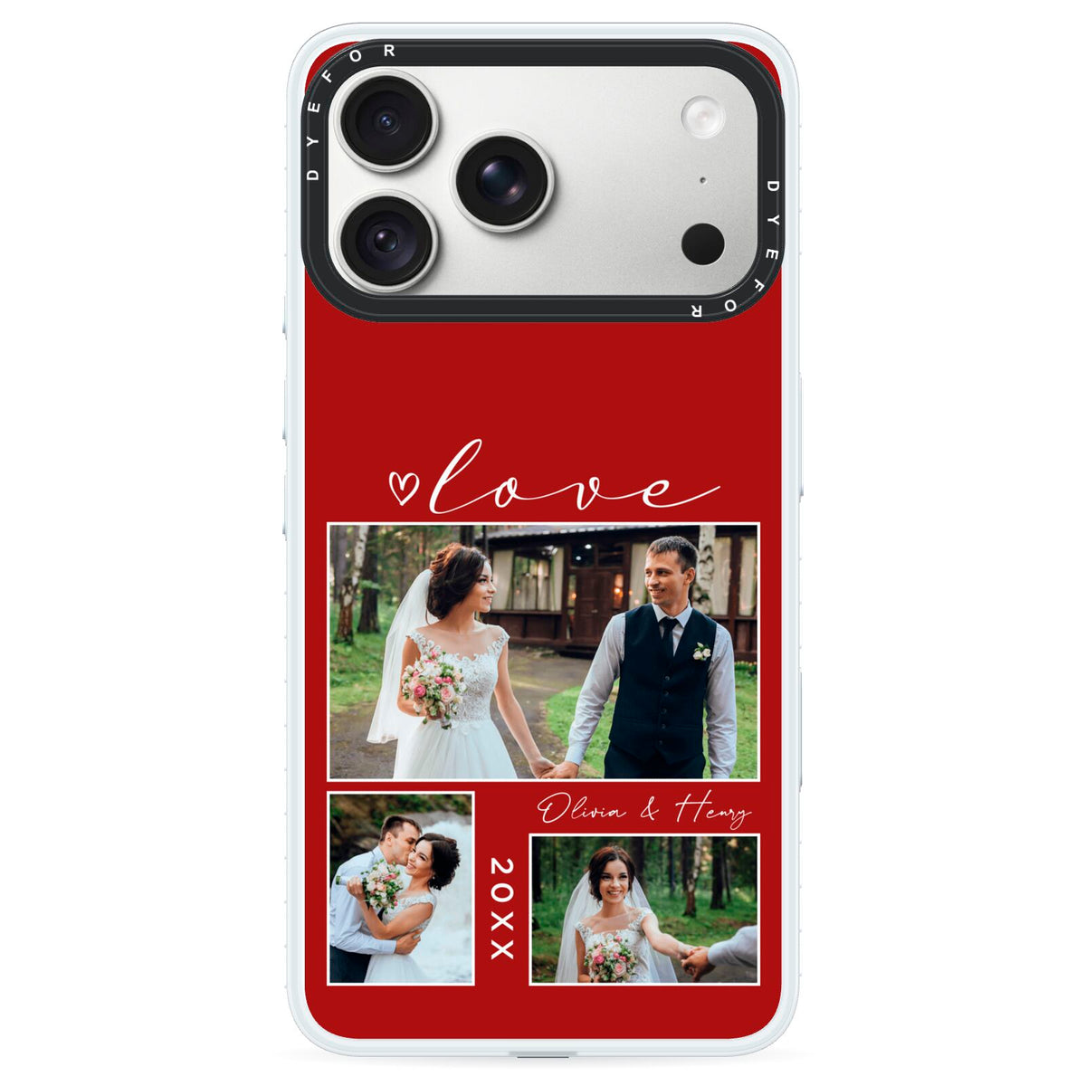 Valentine Wedding Photo Personalised iPhone 18 Pro Max Black Impact Pre order Case on Silver phone