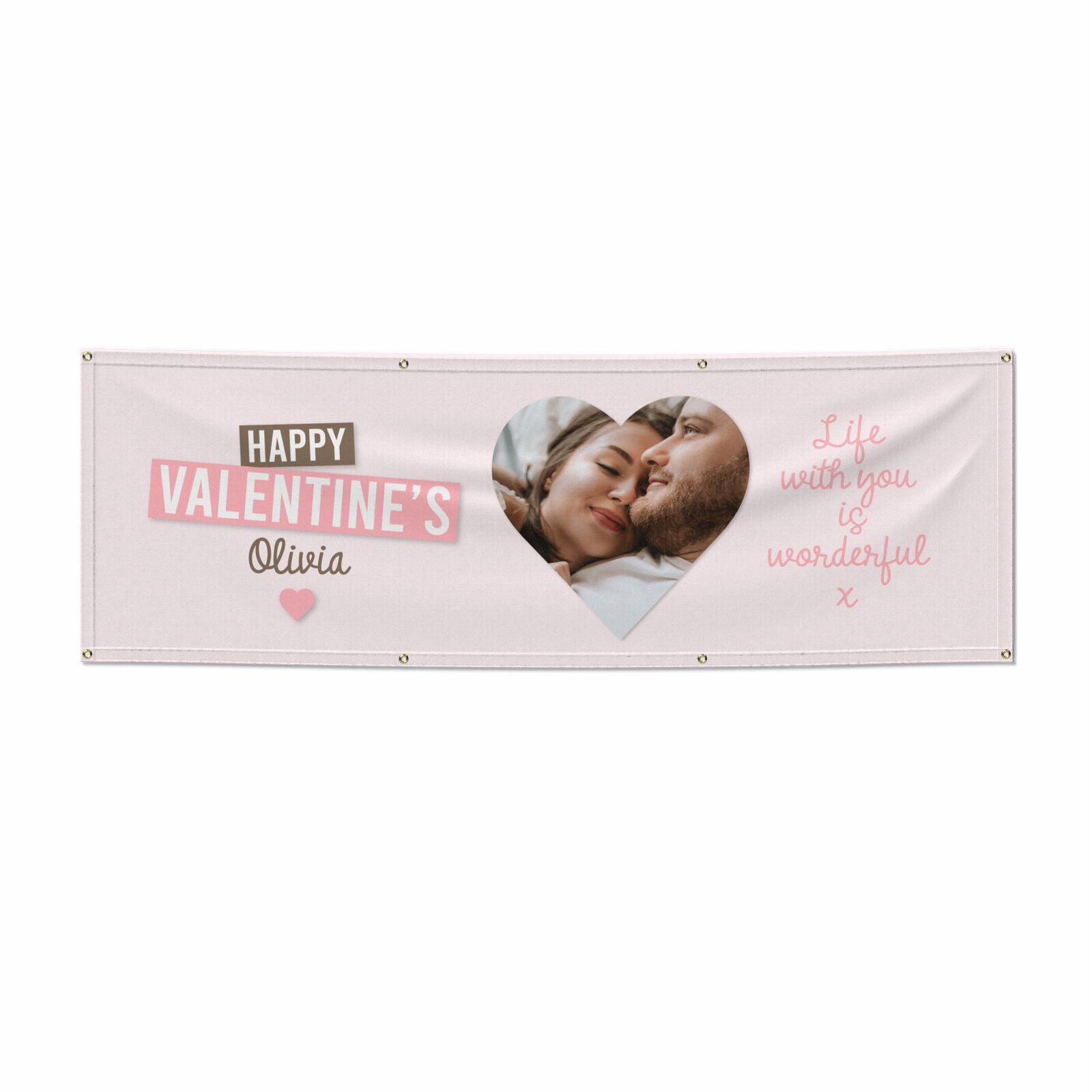 Valentine s Loving Life Photo with Name 6x2 Banner