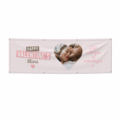 Valentine s Loving Life Photo with Name 6x2 Banner