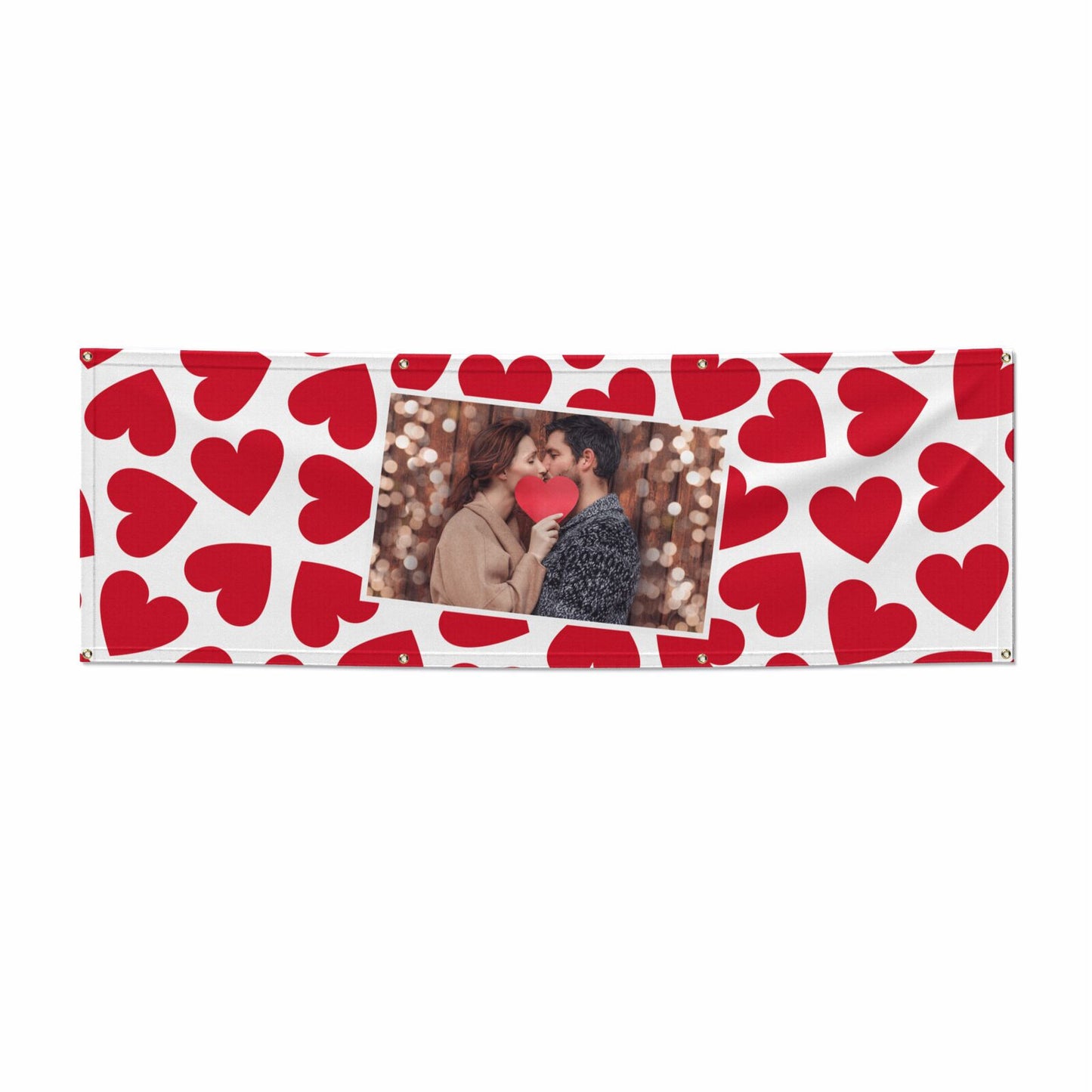 Valentines Day Heart Photo Personalised 6x2 Banner