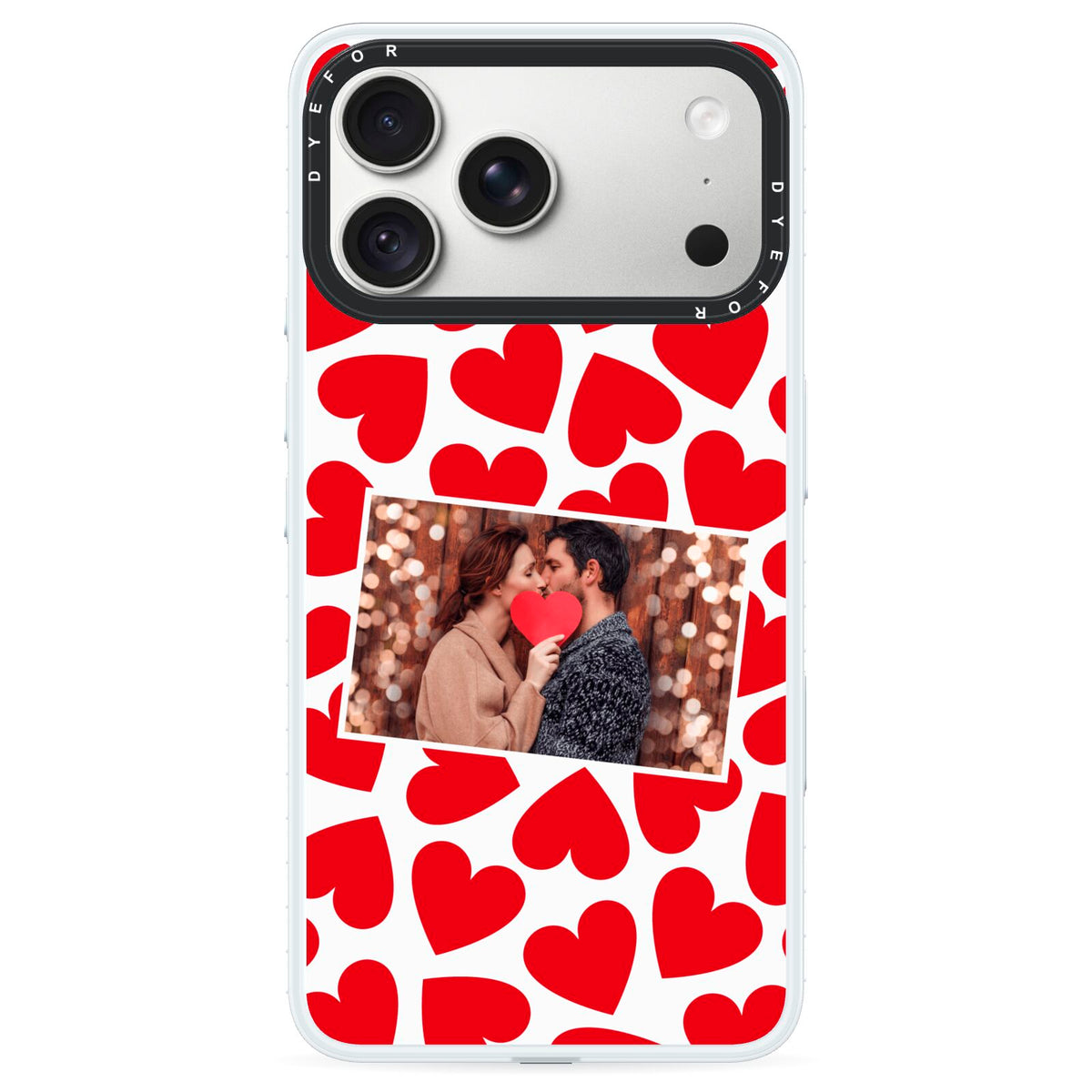 Valentines Day Heart Photo Personalised iPhone 18 Pro Max Black Impact Pre order Case on Silver phone