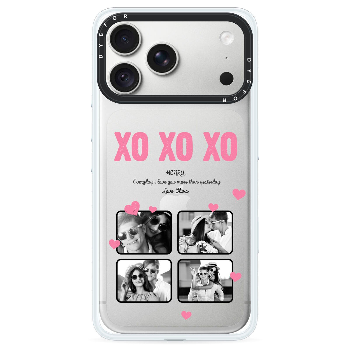 Valentines Day Photo Collage iPhone 18 Pro Max Black Impact Pre order Case on Silver phone