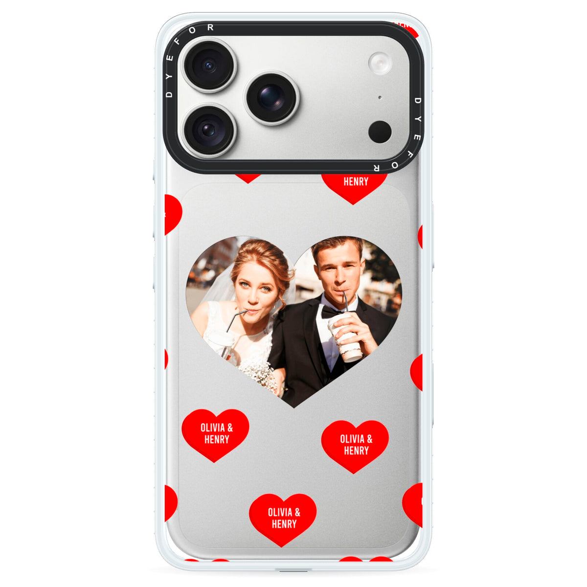 Valentines Day Photo Upload iPhone 18 Pro Max Black Impact Pre order Case on Silver phone