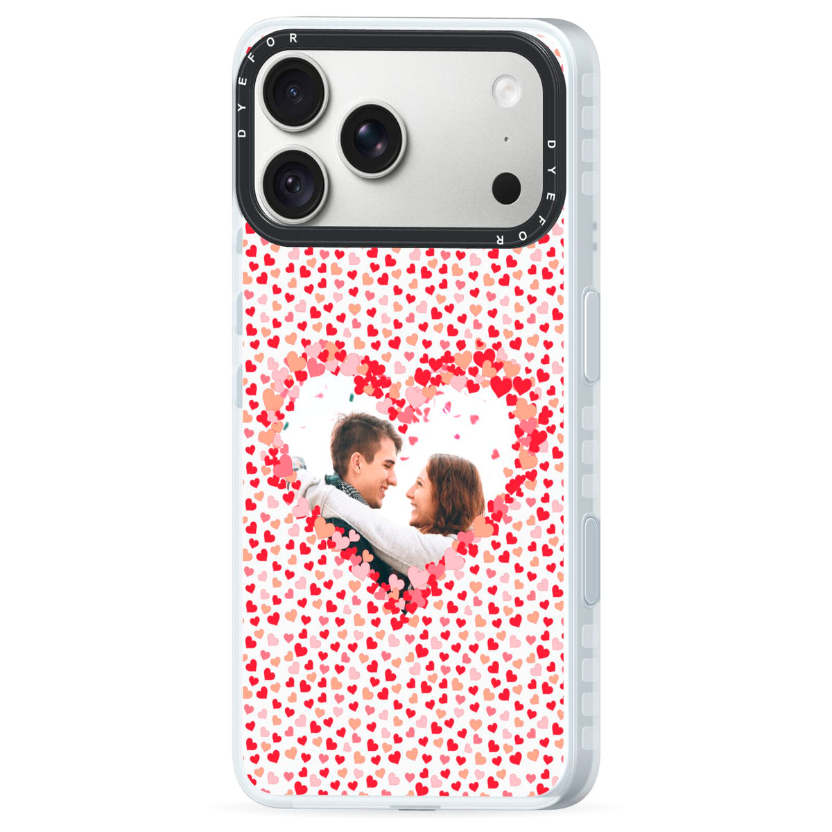 Valentines Photo Personalised iPhone 18 Pro Black Impact Pre order Case Side Angle on Silver phone