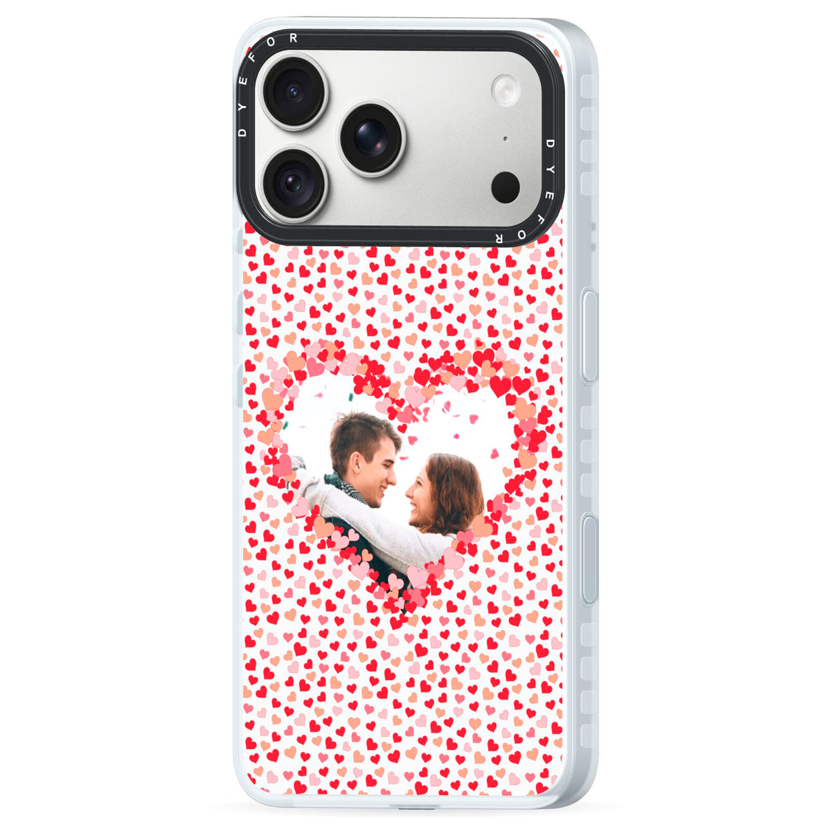Valentines Photo Personalised iPhone 18 Pro Max Black Impact Pre order Case Side Angle on Silver phone