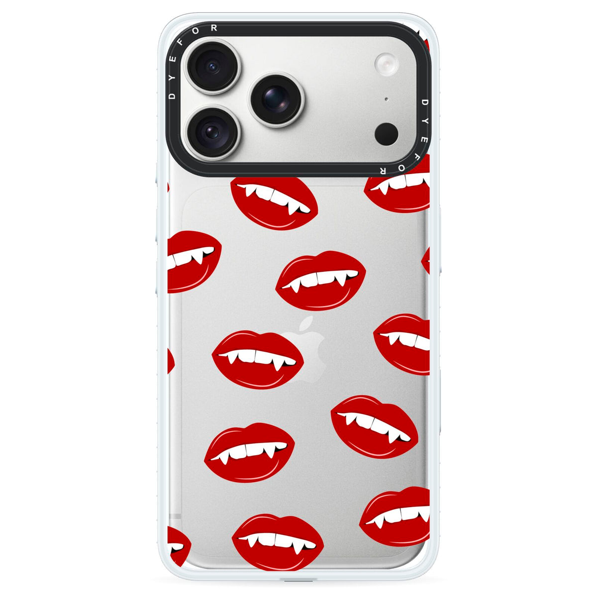 Vampire Fangs with Transparent Background iPhone 18 Pro Max Black Impact Pre order Case on Silver phone