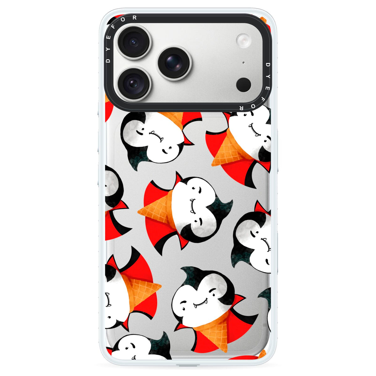 Vampire Ice Cream iPhone 18 Pro Black Impact Pre order Case on Silver phone