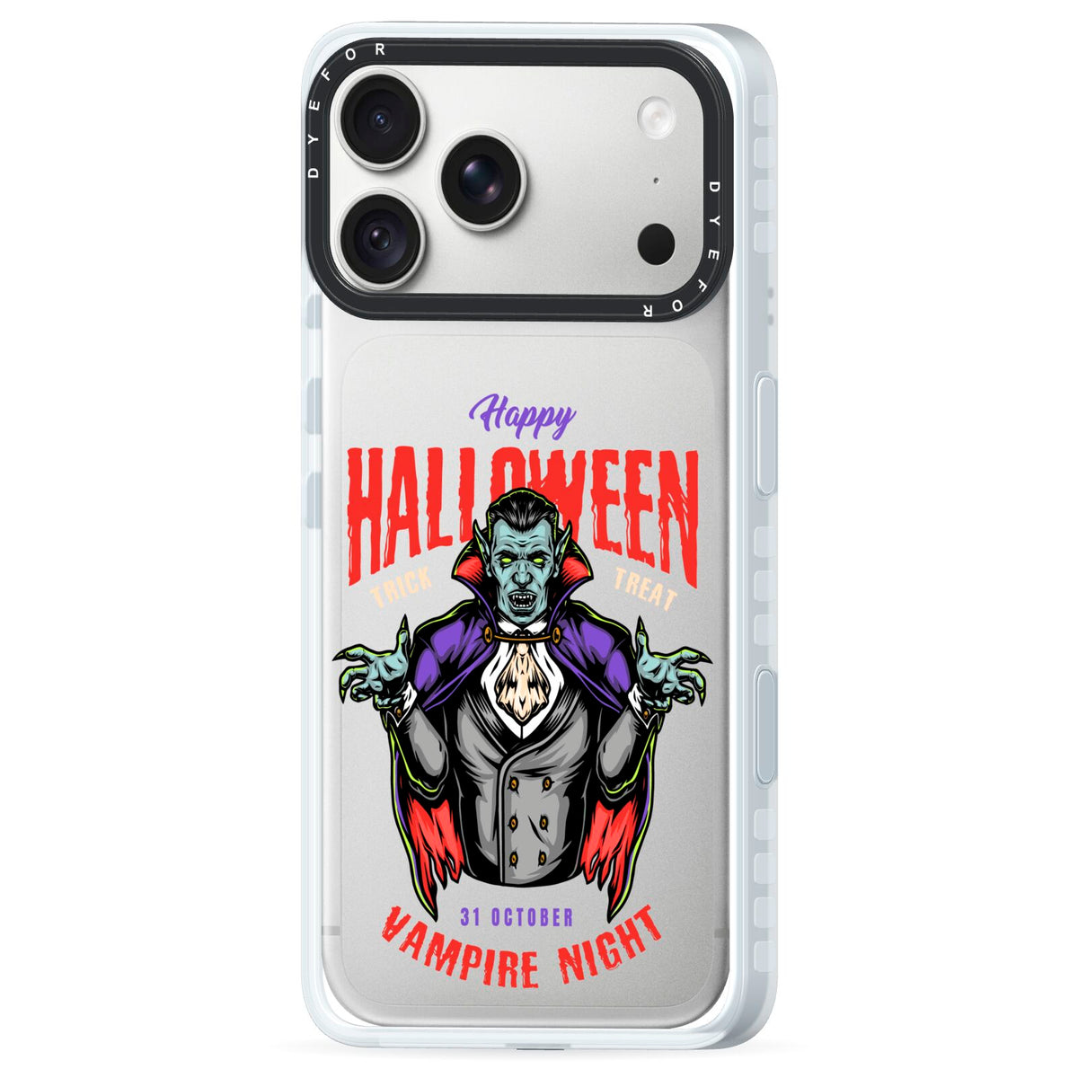 Vampire Night iPhone 18 Pro Black Impact Pre order Case Side Angle on Silver phone