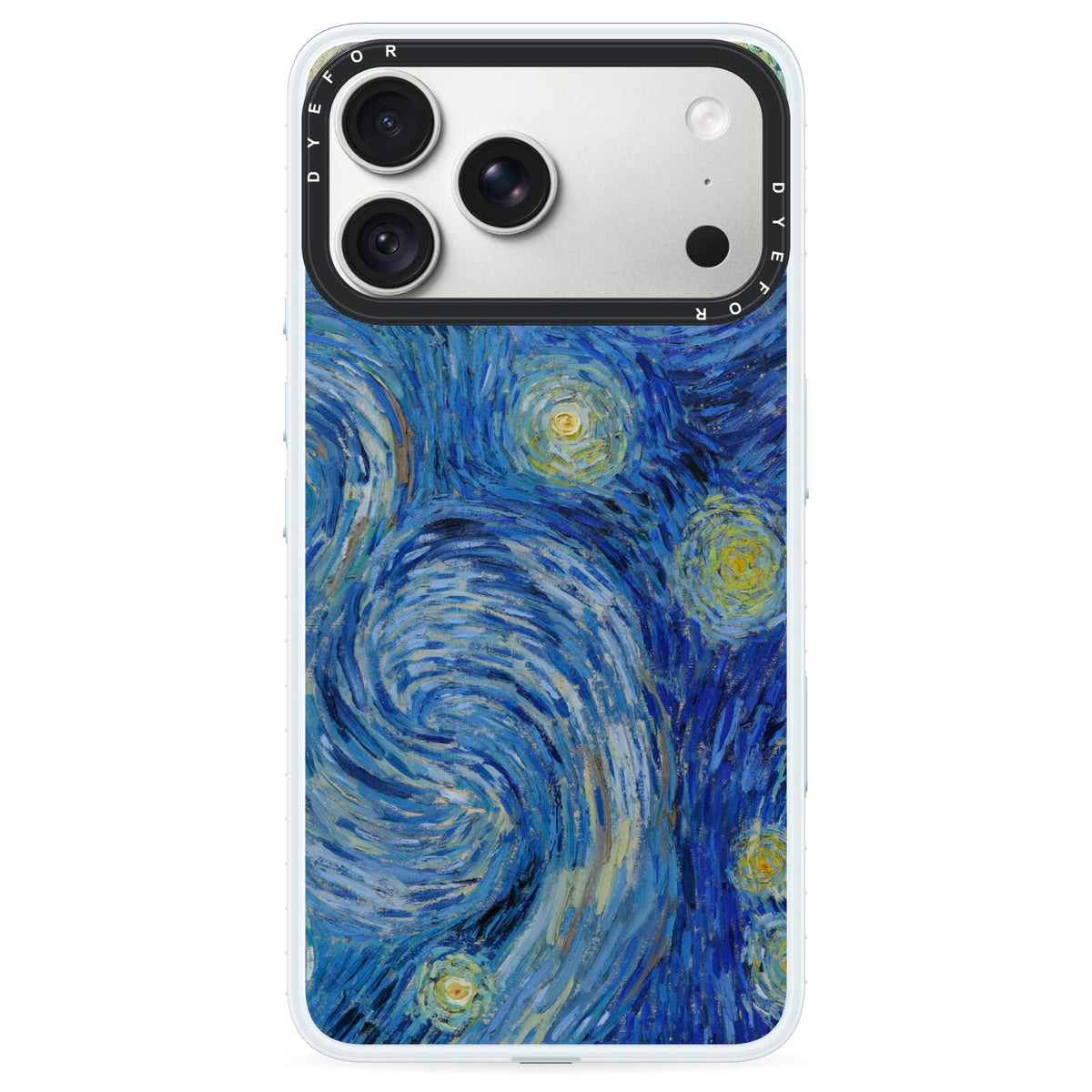 Van Gogh Starry Night iPhone 18 Pro Black Impact Pre order Case on Silver phone