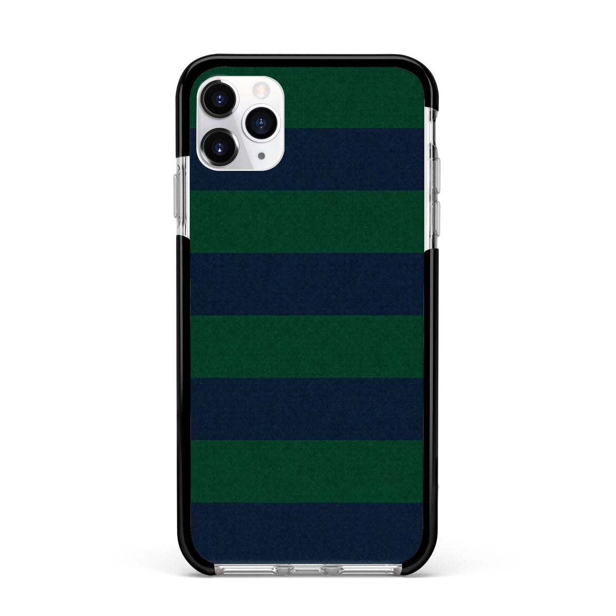 Varsity Rugby Stripe Apple iPhone 11 Pro Max in Silver with Black Impact Case