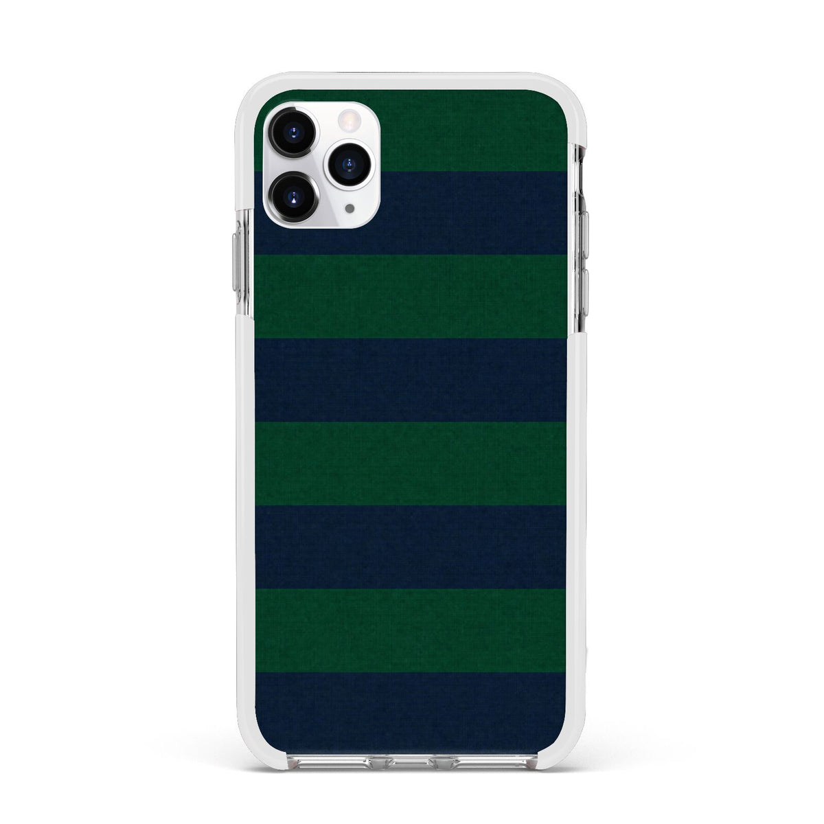 Varsity Rugby Stripe Apple iPhone 11 Pro Max in Silver with White Impact Case