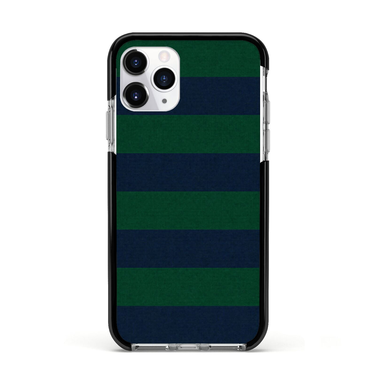 Varsity Rugby Stripe Apple iPhone 11 Pro in Silver with Black Impact Case
