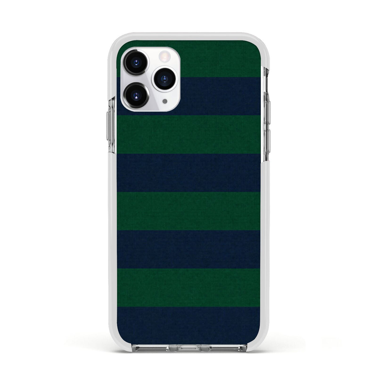 Varsity Rugby Stripe Apple iPhone 11 Pro in Silver with White Impact Case