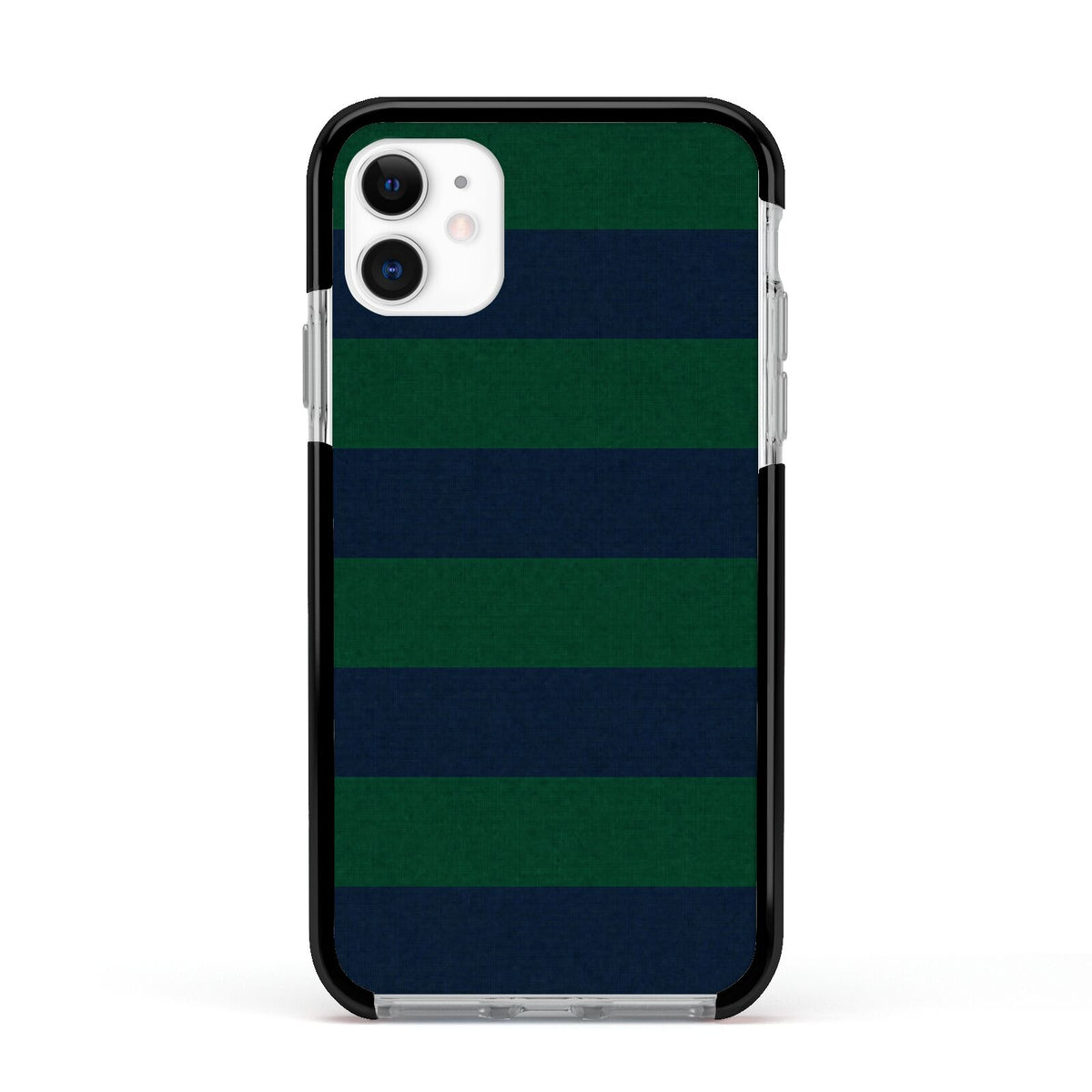 Varsity Rugby Stripe Apple iPhone 11 in White with Black Impact Case