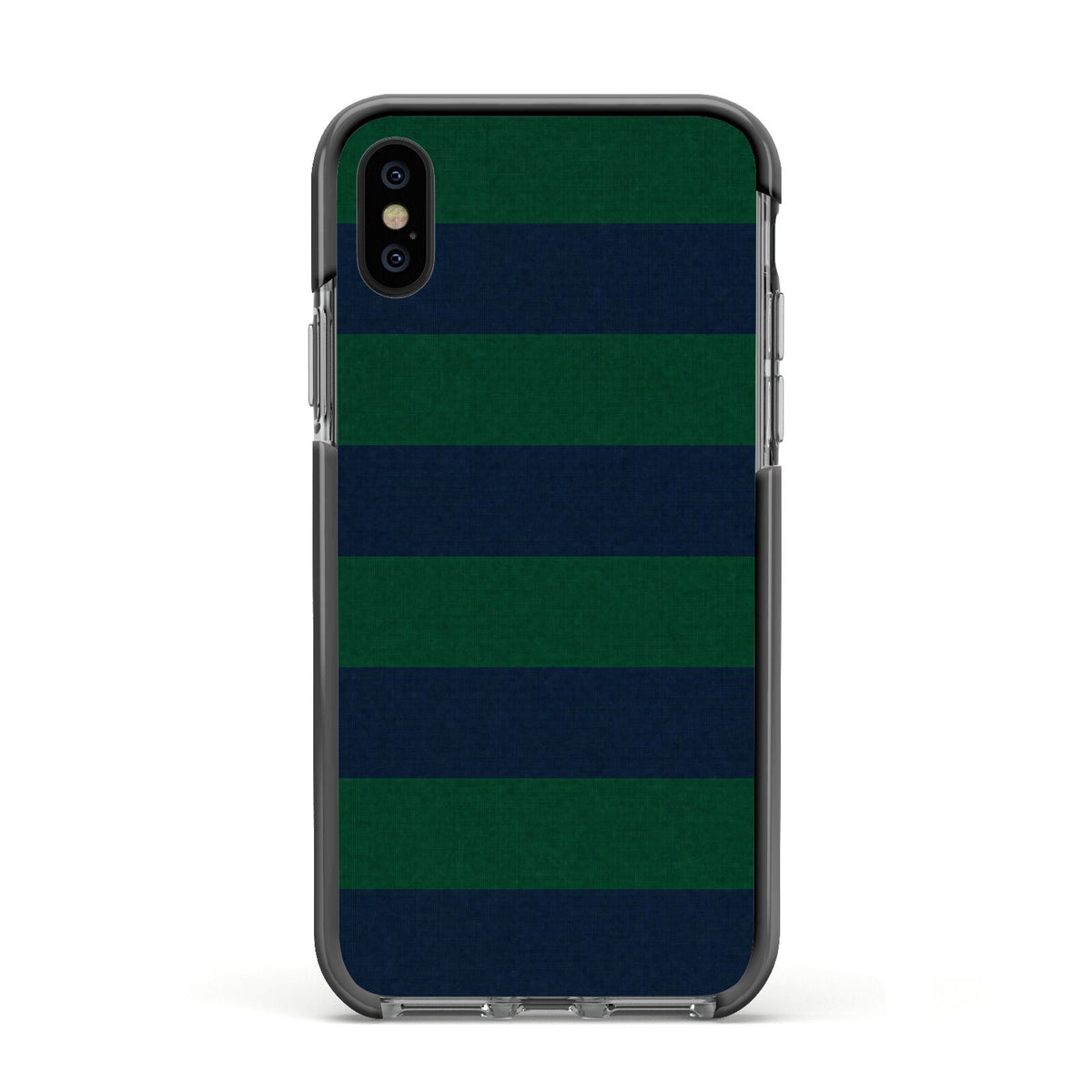 Varsity Rugby Stripe Apple iPhone Xs Impact Case Black Edge on Black Phone