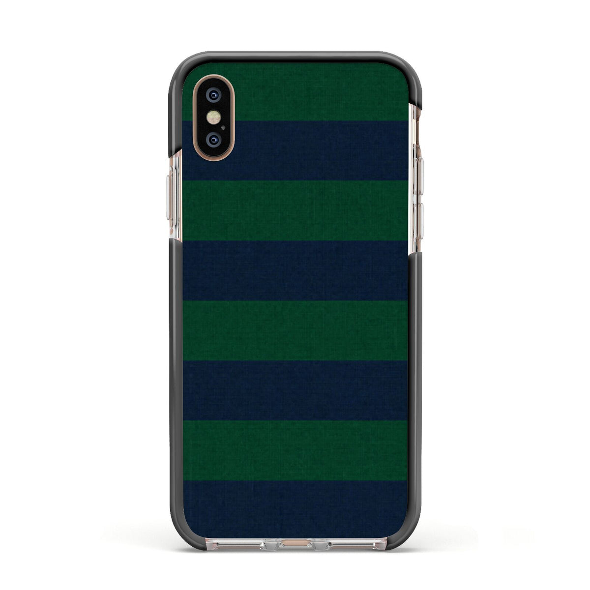 Varsity Rugby Stripe Apple iPhone Xs Impact Case Black Edge on Gold Phone