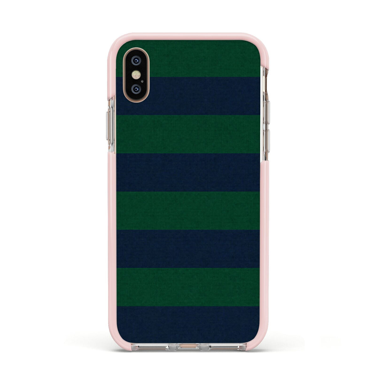 Varsity Rugby Stripe Apple iPhone Xs Impact Case Pink Edge on Gold Phone