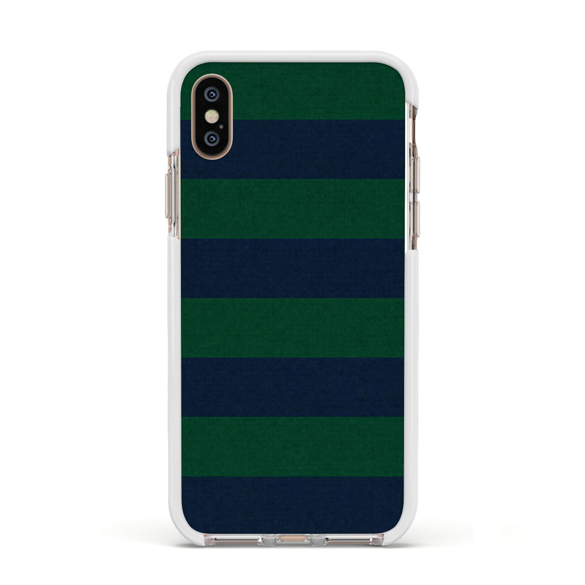 Varsity Rugby Stripe Apple iPhone Xs Impact Case White Edge on Gold Phone