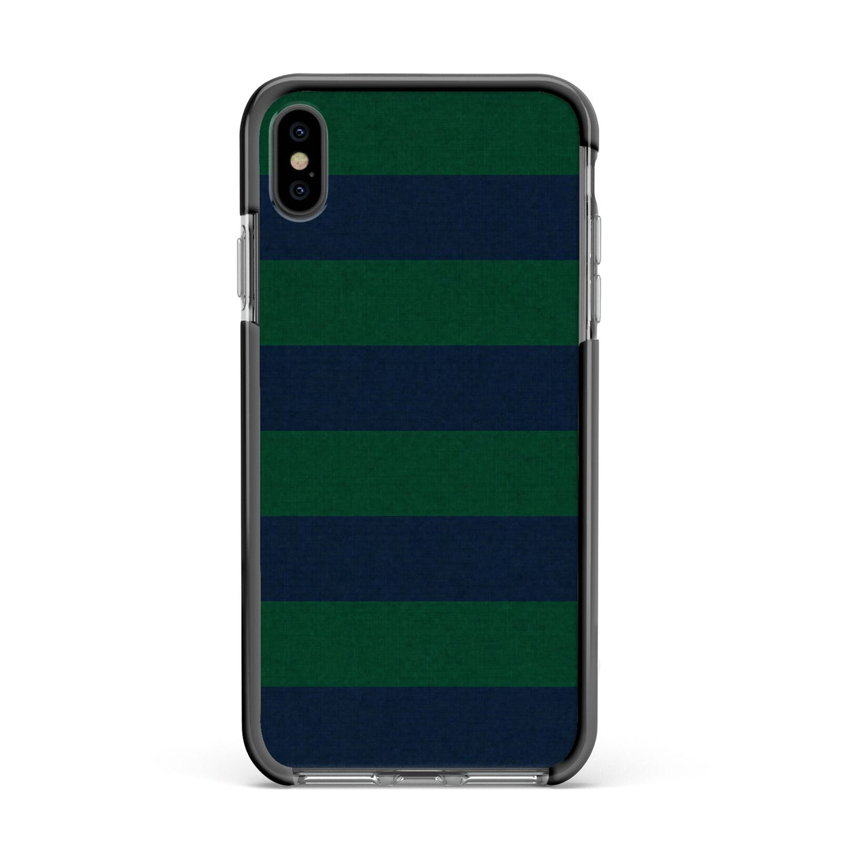 Varsity Rugby Stripe Apple iPhone Xs Max Impact Case Black Edge on Black Phone