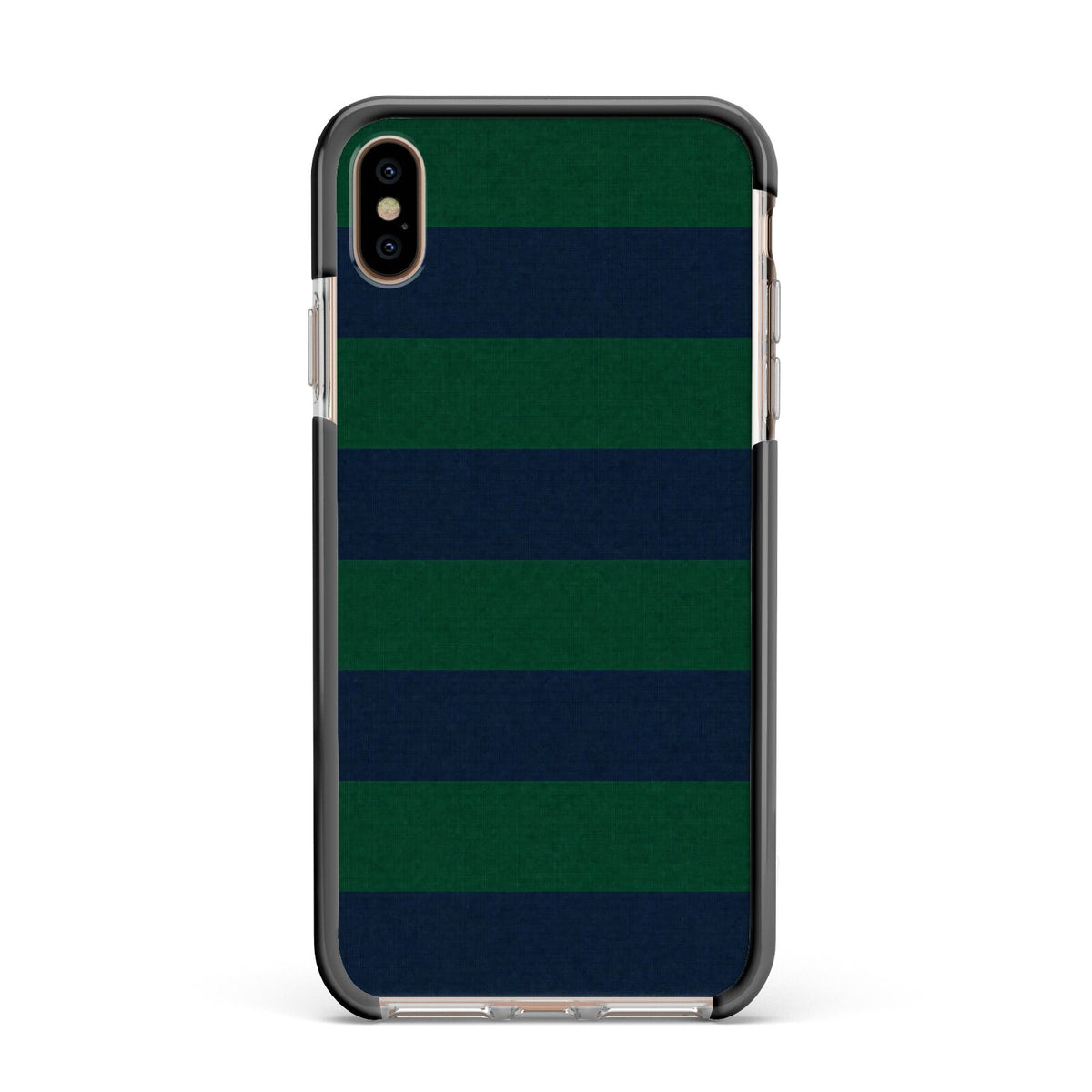 Varsity Rugby Stripe Apple iPhone Xs Max Impact Case Black Edge on Gold Phone