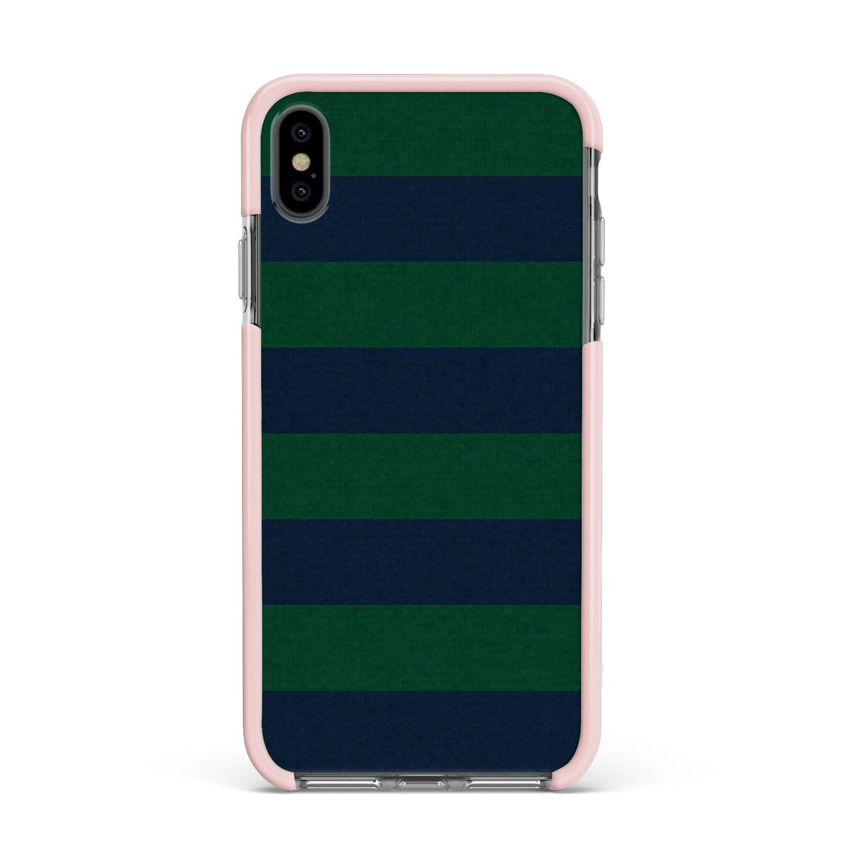 Varsity Rugby Stripe Apple iPhone Xs Max Impact Case Pink Edge on Black Phone