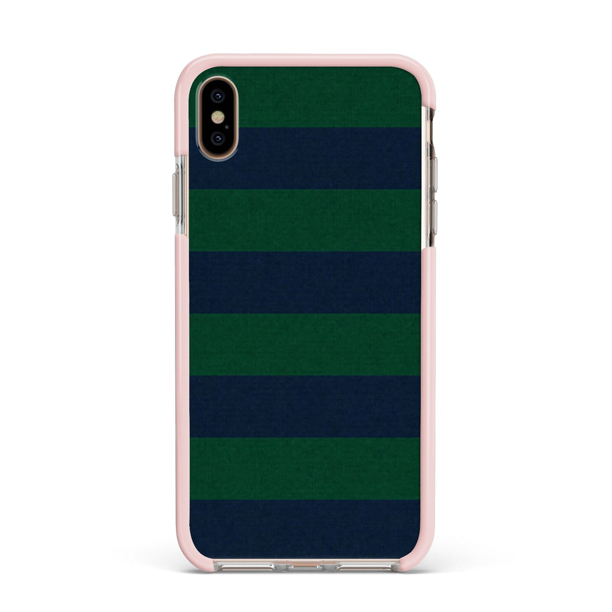 Varsity Rugby Stripe Apple iPhone Xs Max Impact Case Pink Edge on Gold Phone