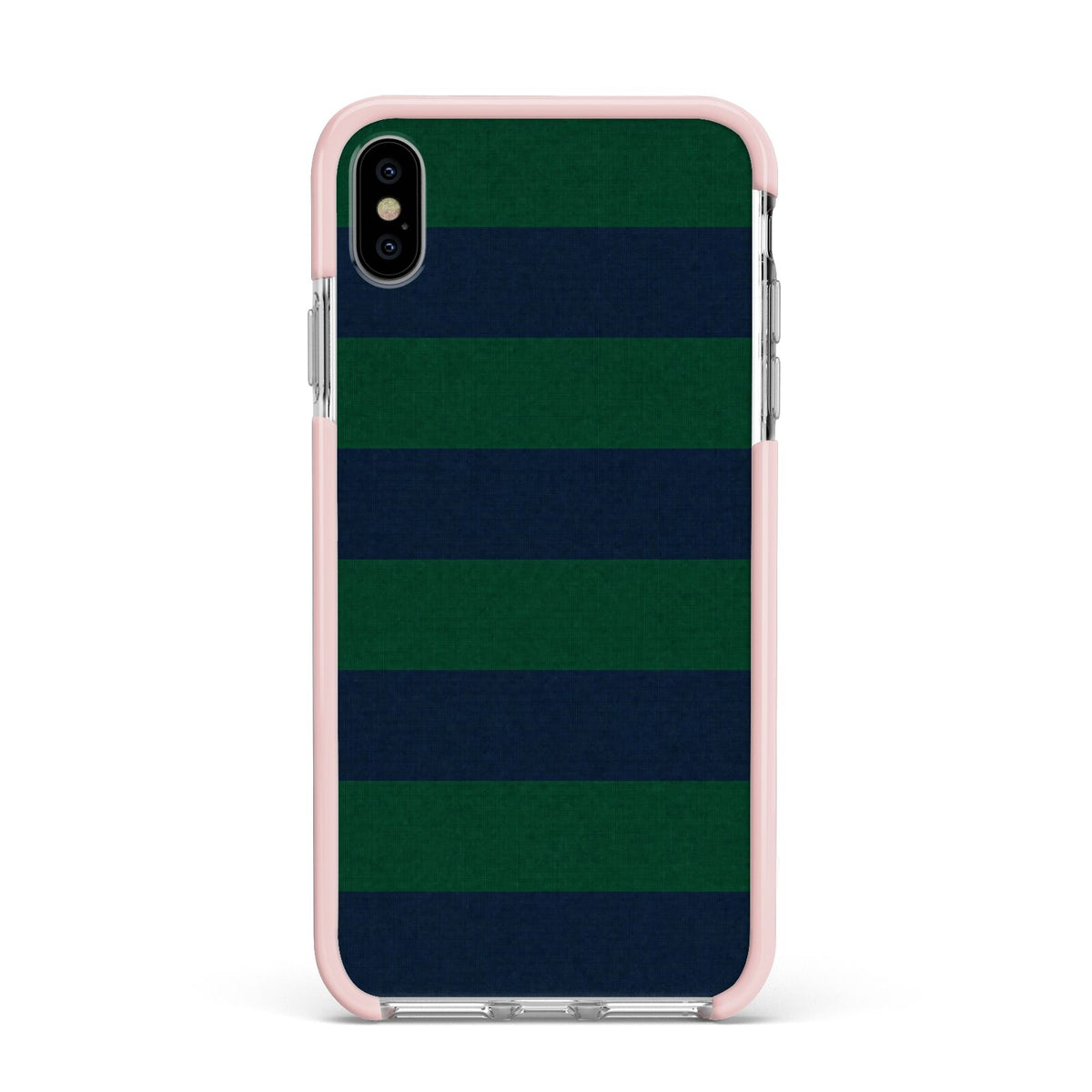 Varsity Rugby Stripe Apple iPhone Xs Max Impact Case Pink Edge on Silver Phone