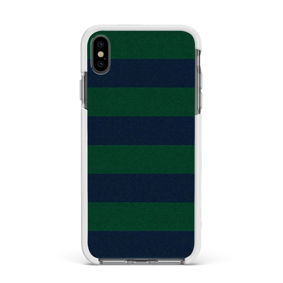 Varsity Rugby Stripe Apple iPhone Xs Max Impact Case White Edge on Black Phone