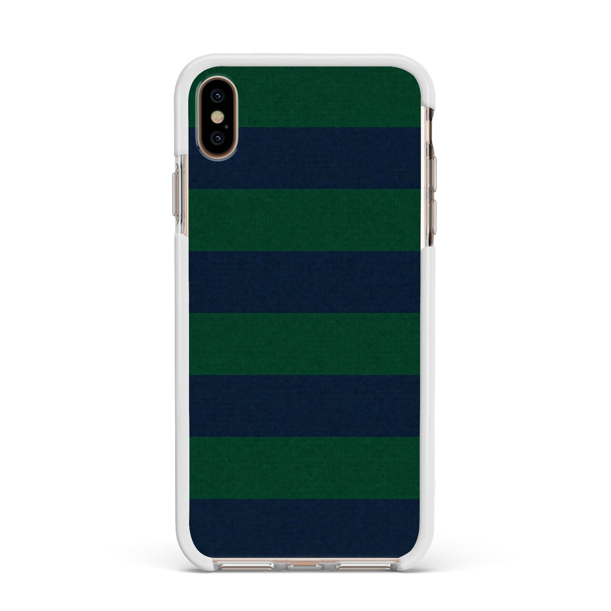 Varsity Rugby Stripe Apple iPhone Xs Max Impact Case White Edge on Gold Phone