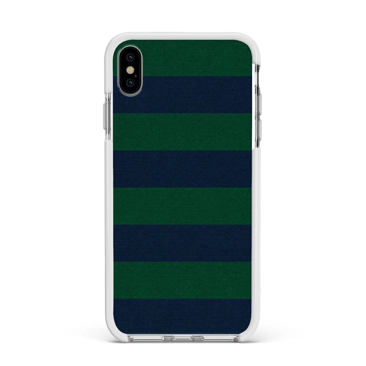Varsity Rugby Stripe Apple iPhone Xs Max Impact Case White Edge on Silver Phone