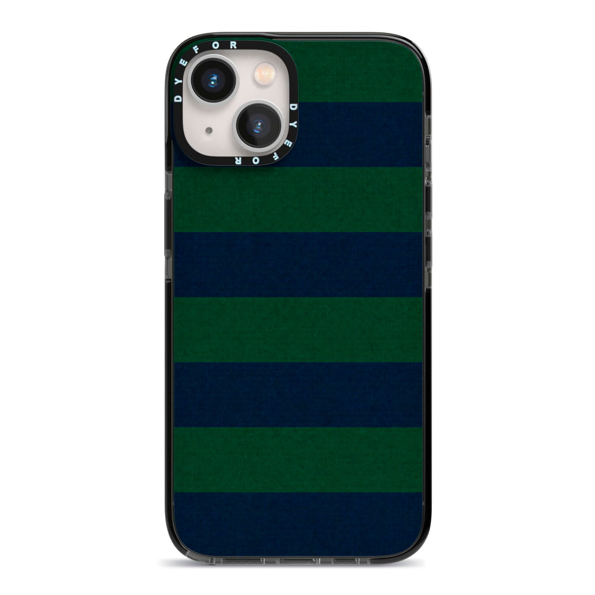 Varsity Rugby Stripe iPhone 13 Black Impact Case on Silver phone
