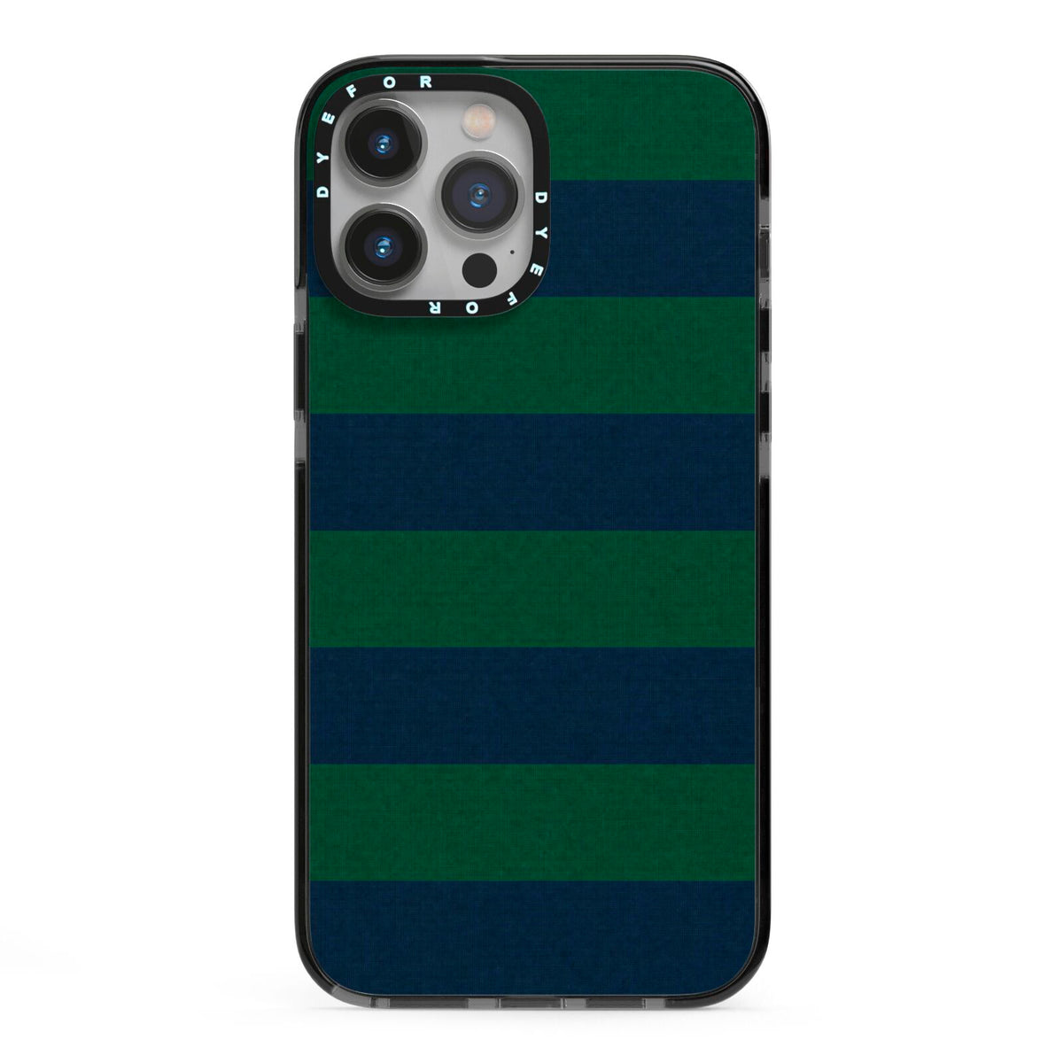 Varsity Rugby Stripe iPhone 13 Pro Max Black Impact Case on Silver phone