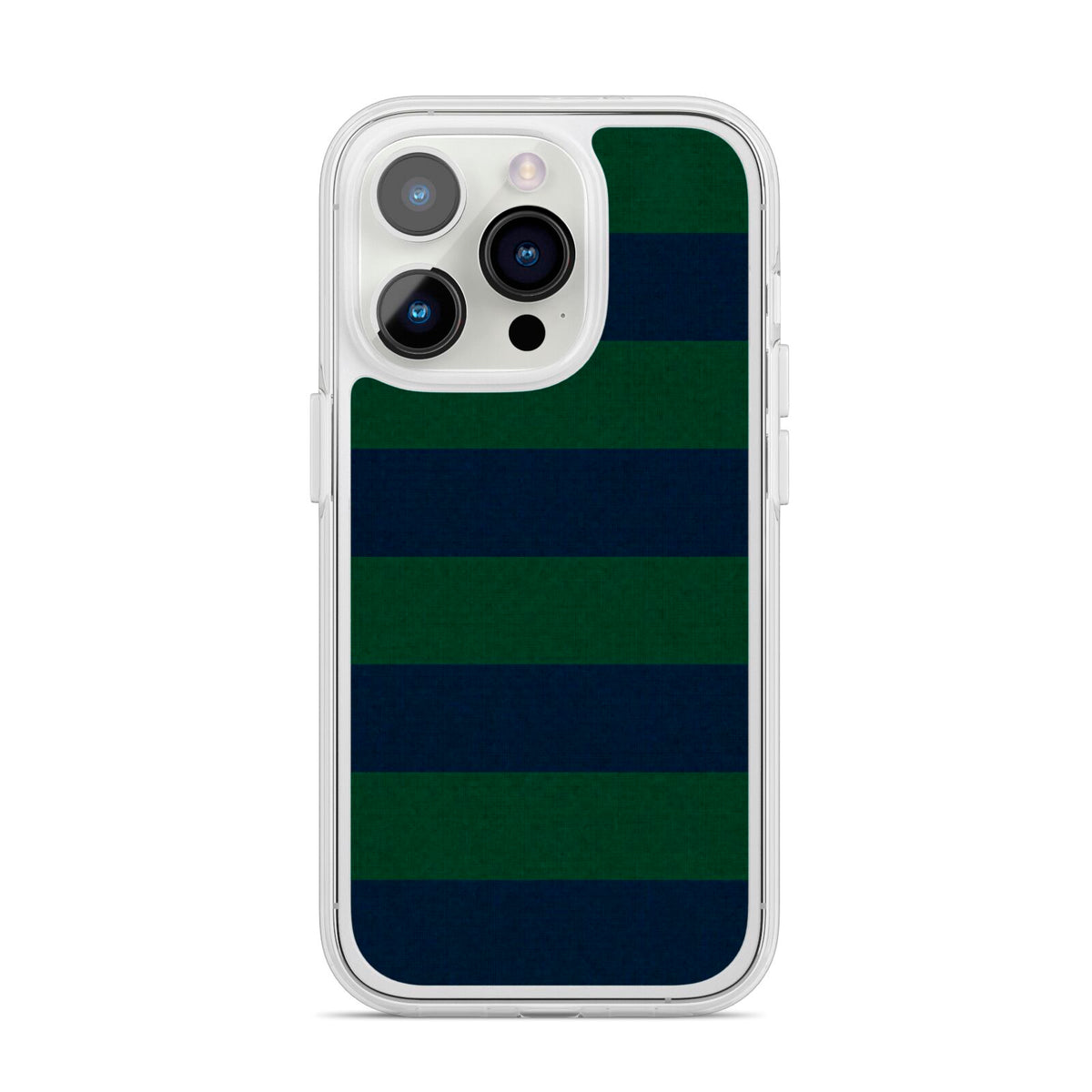 Varsity Rugby Stripe iPhone 14 Pro Clear Tough Case Silver