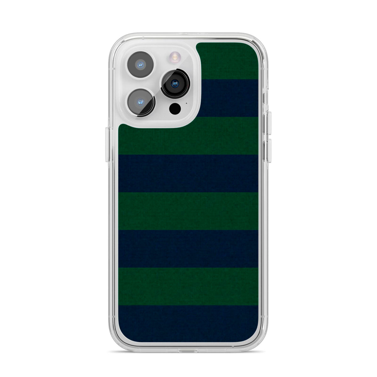 Varsity Rugby Stripe iPhone 14 Pro Max Clear Tough Case Silver