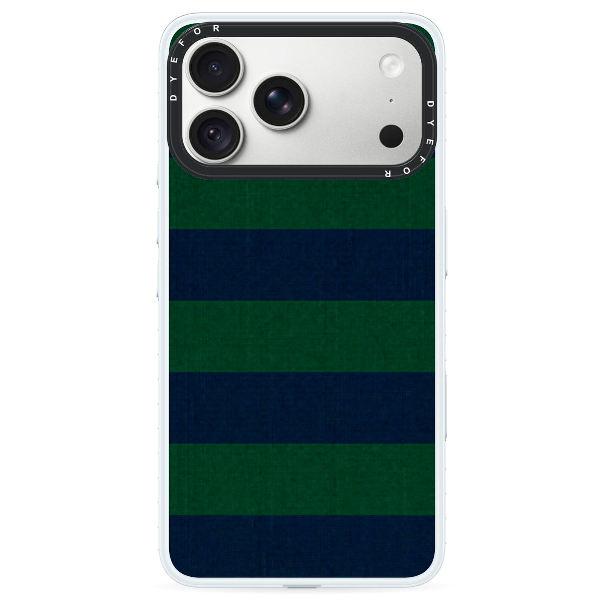 Varsity Rugby Stripe iPhone 18 Pro Black Impact Pre order Case on Silver phone