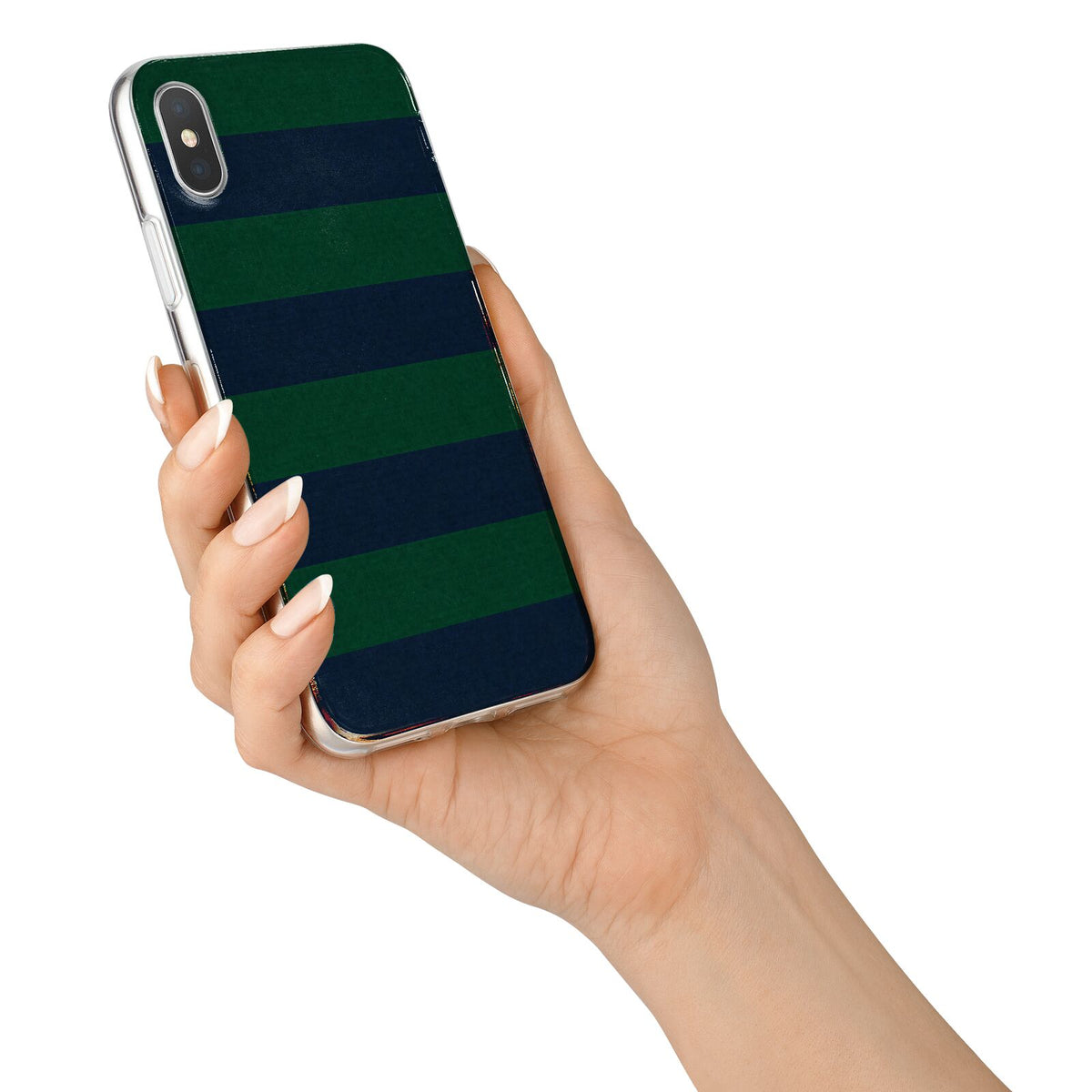 Varsity Rugby Stripe iPhone X Bumper Case on Silver iPhone Alternative Image 2
