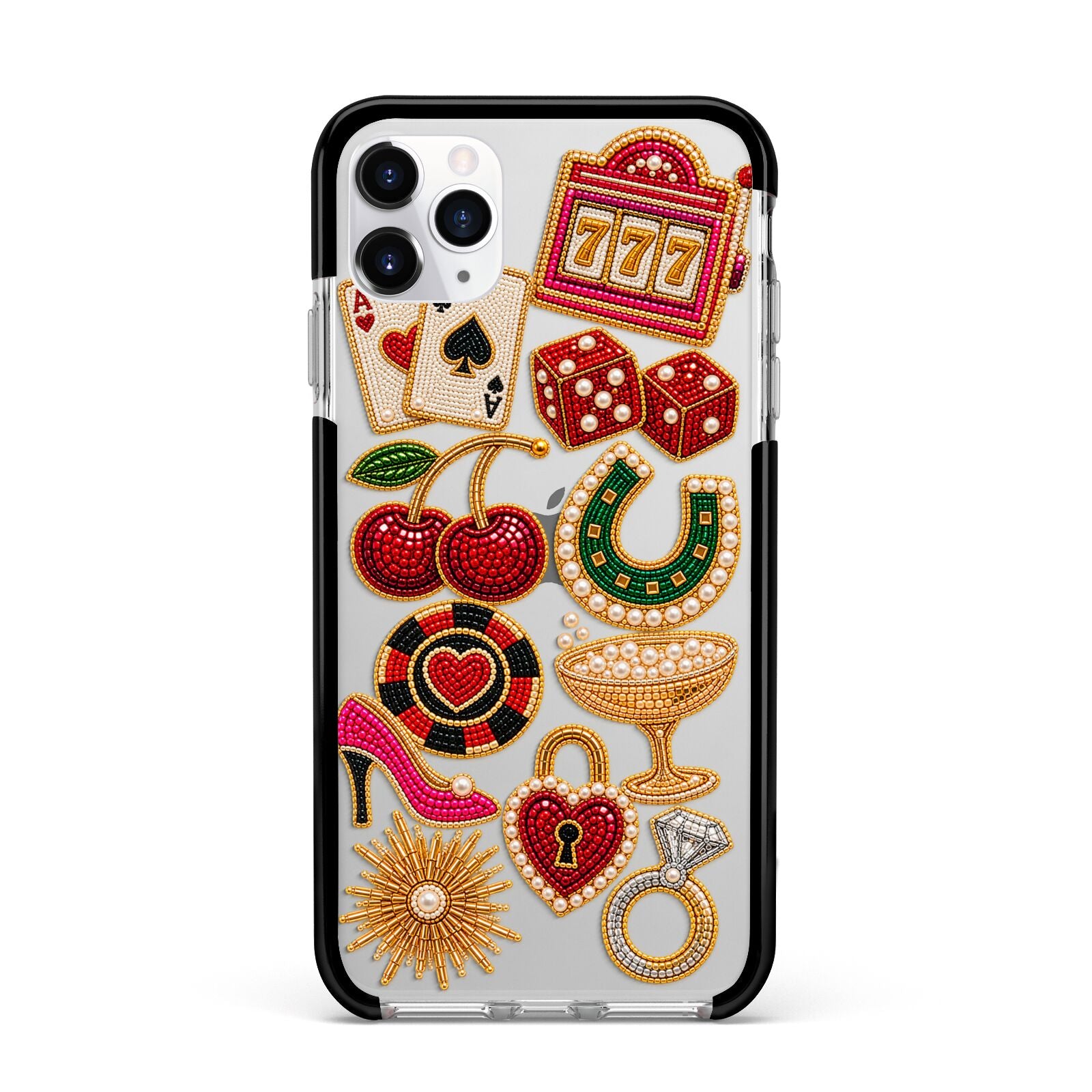 Vegas After Dark Charms Apple iPhone 11 Pro Max in Silver with Black Impact Case