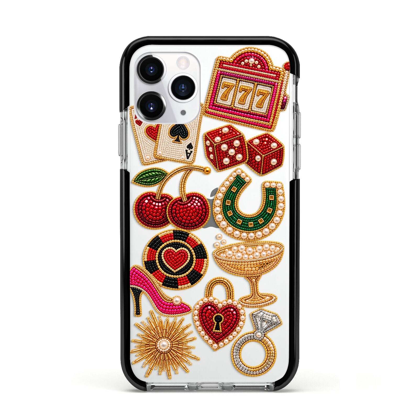 Vegas After Dark Charms Apple iPhone 11 Pro in Silver with Black Impact Case