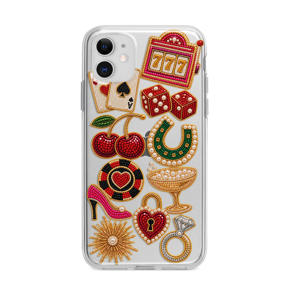 Vegas After Dark Charms Apple iPhone 11 in White with Bumper Case
