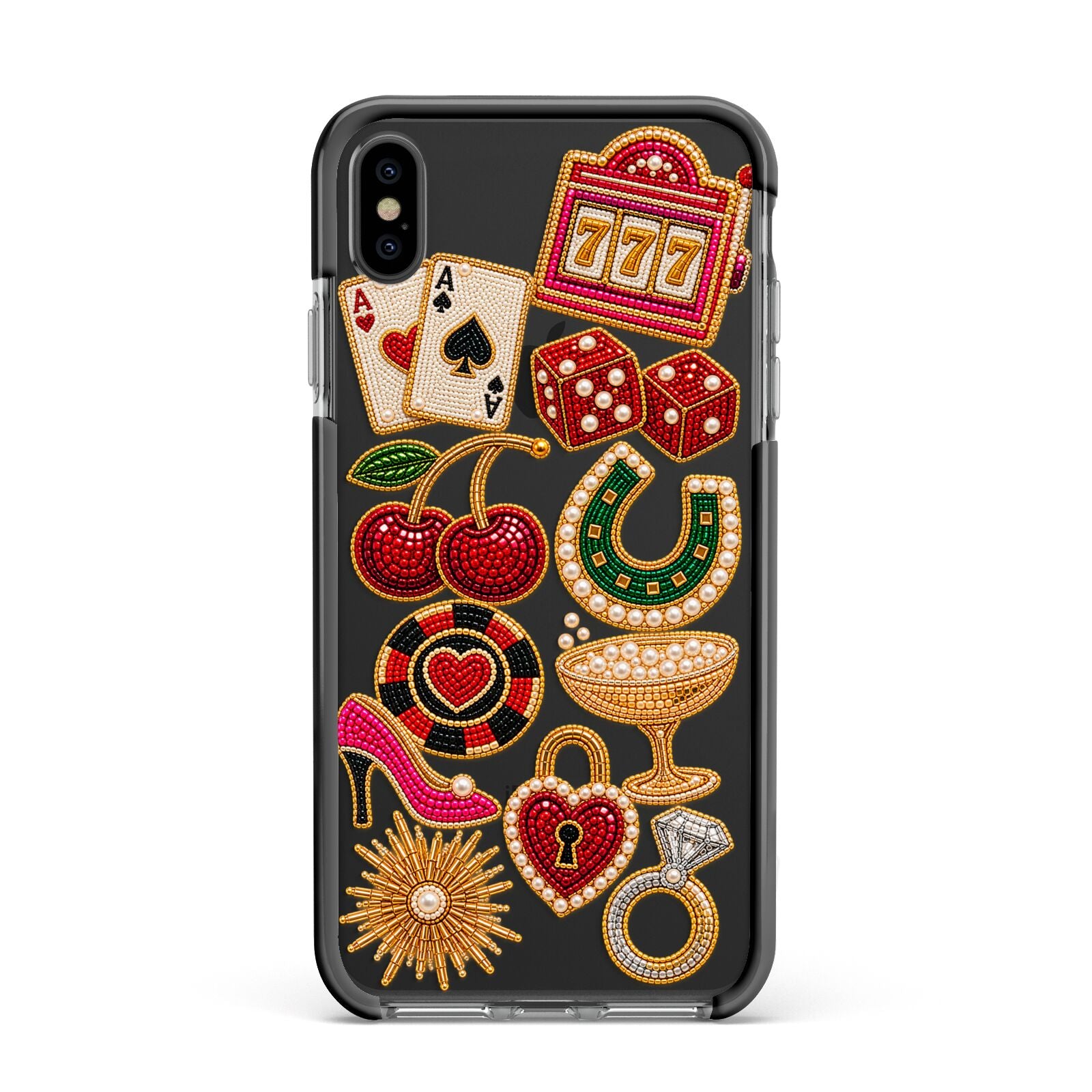 Vegas After Dark Charms Apple iPhone Xs Max Impact Case Black Edge on Black Phone