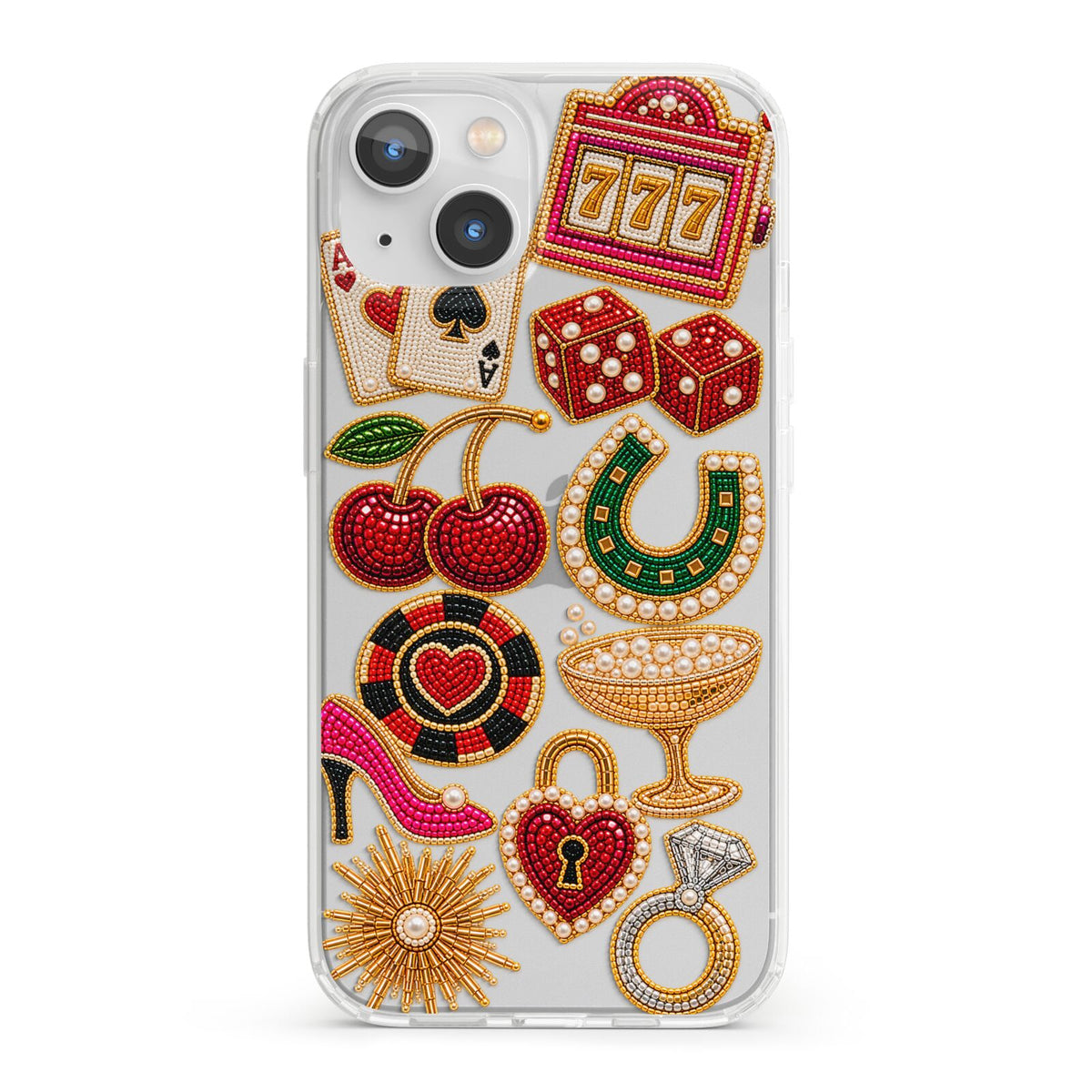 Vegas After Dark Charms iPhone 13 Clear Bumper Case