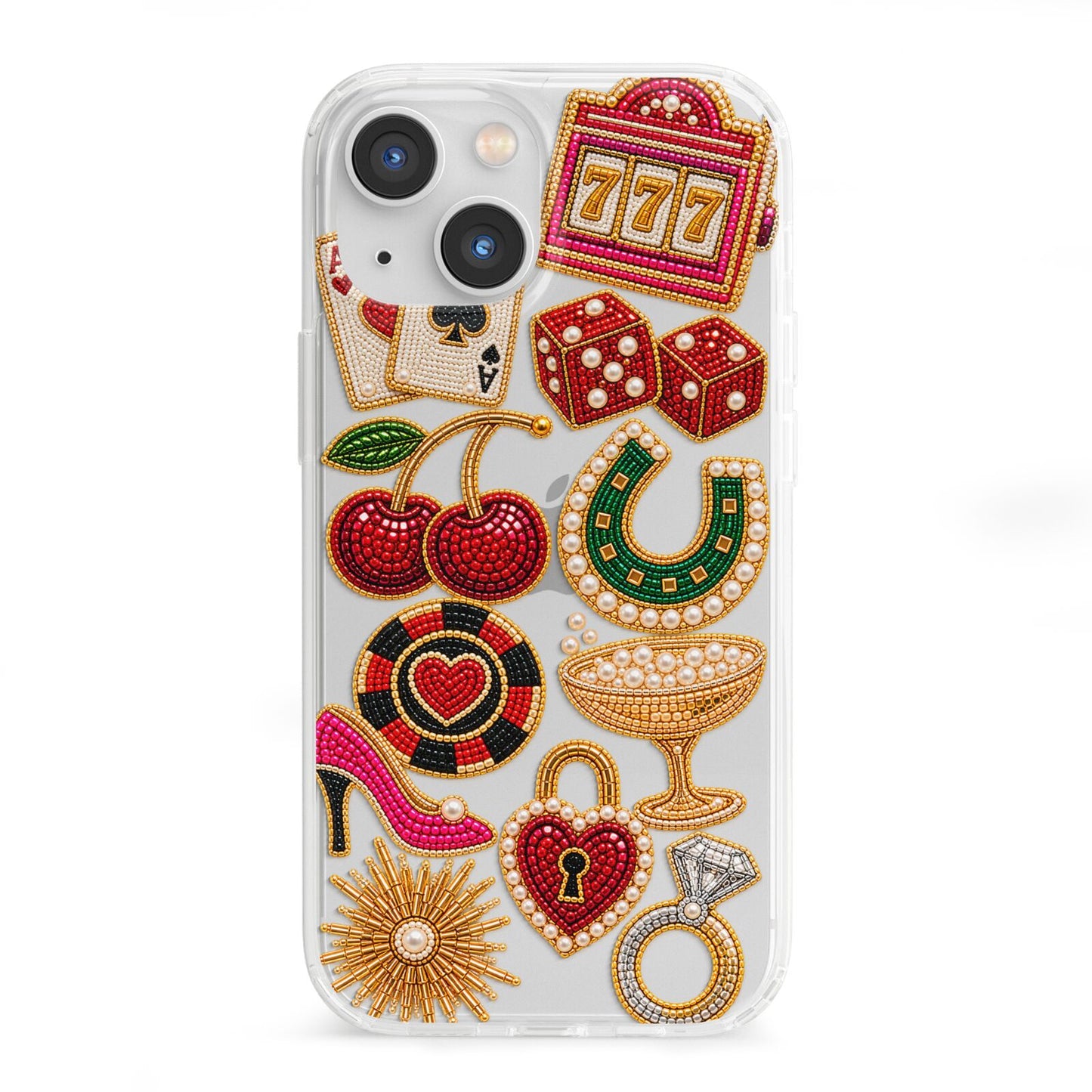Vegas After Dark Charms iPhone 13 Mini Clear Bumper Case