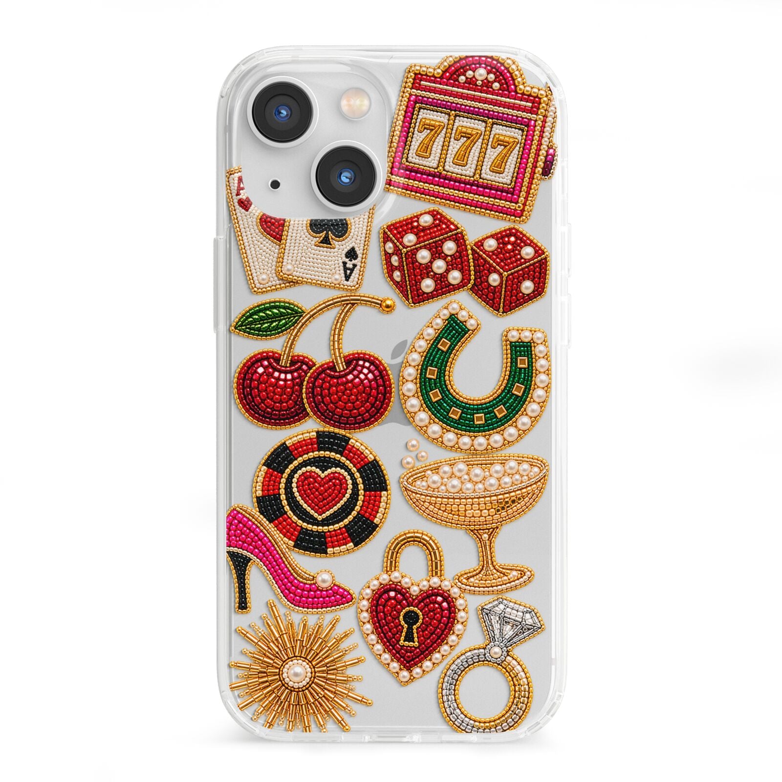 Vegas After Dark Charms iPhone 13 Mini Clear Bumper Case