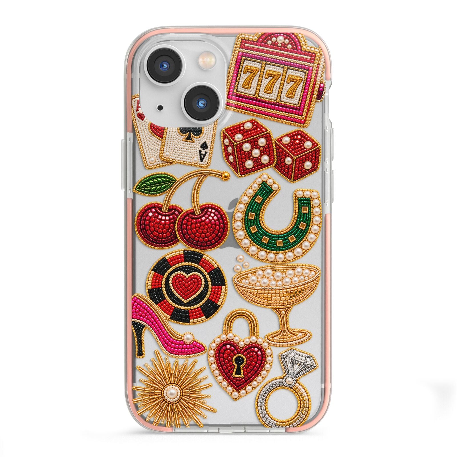 Vegas After Dark Charms iPhone 13 Mini TPU Impact Case with Pink Edges