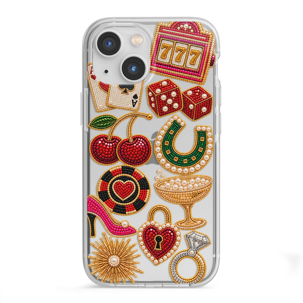 Vegas After Dark Charms iPhone 13 Mini TPU Impact Case with White Edges