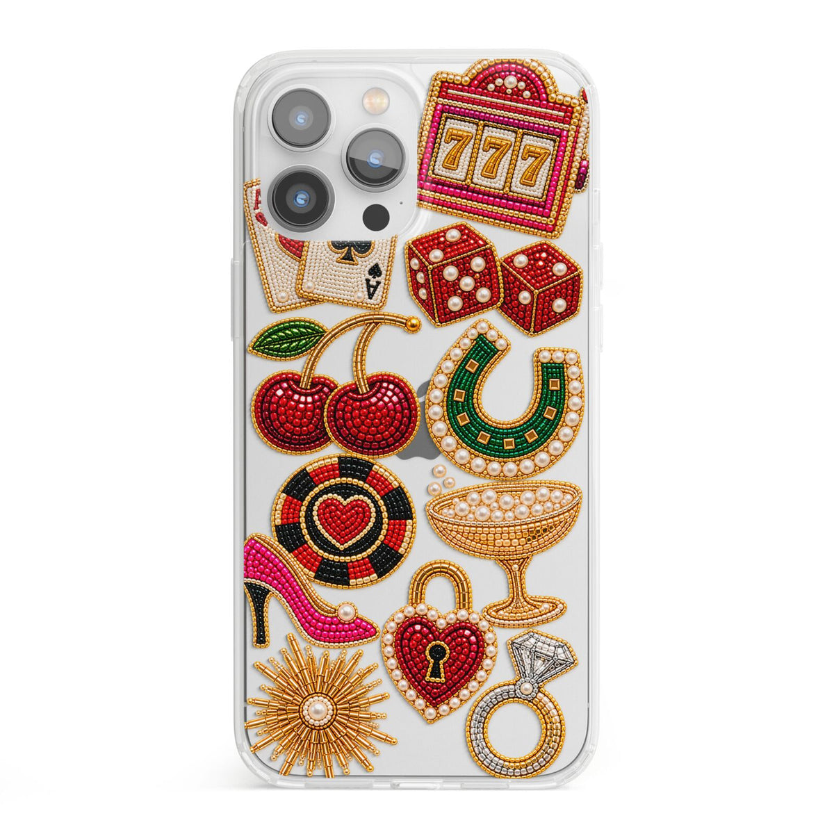 Vegas After Dark Charms iPhone 13 Pro Max Clear Bumper Case
